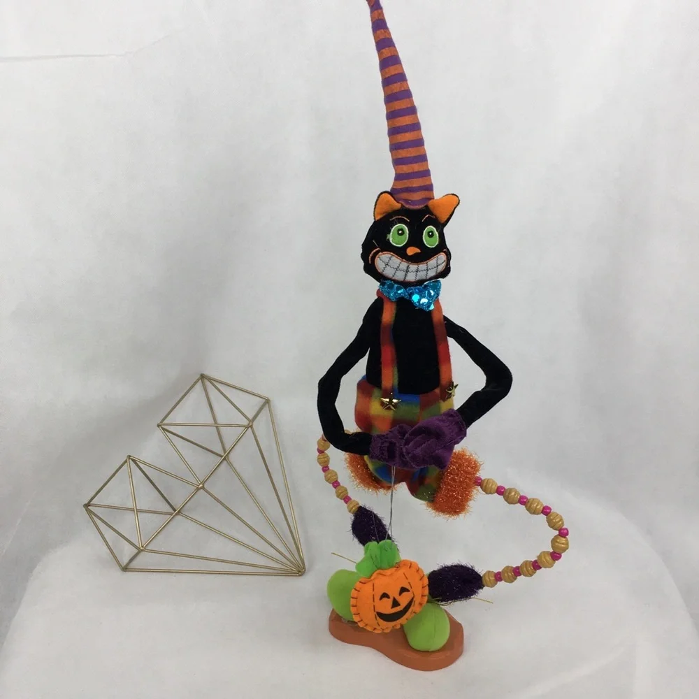 Adorable Halloween Cat  in Black, Orange, Purple, and Green… Bendable!
